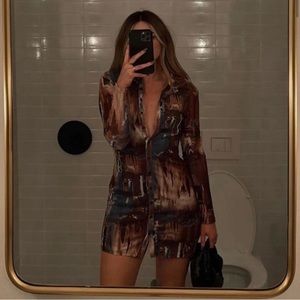 12th Tribe Pollock Brown mesh dress